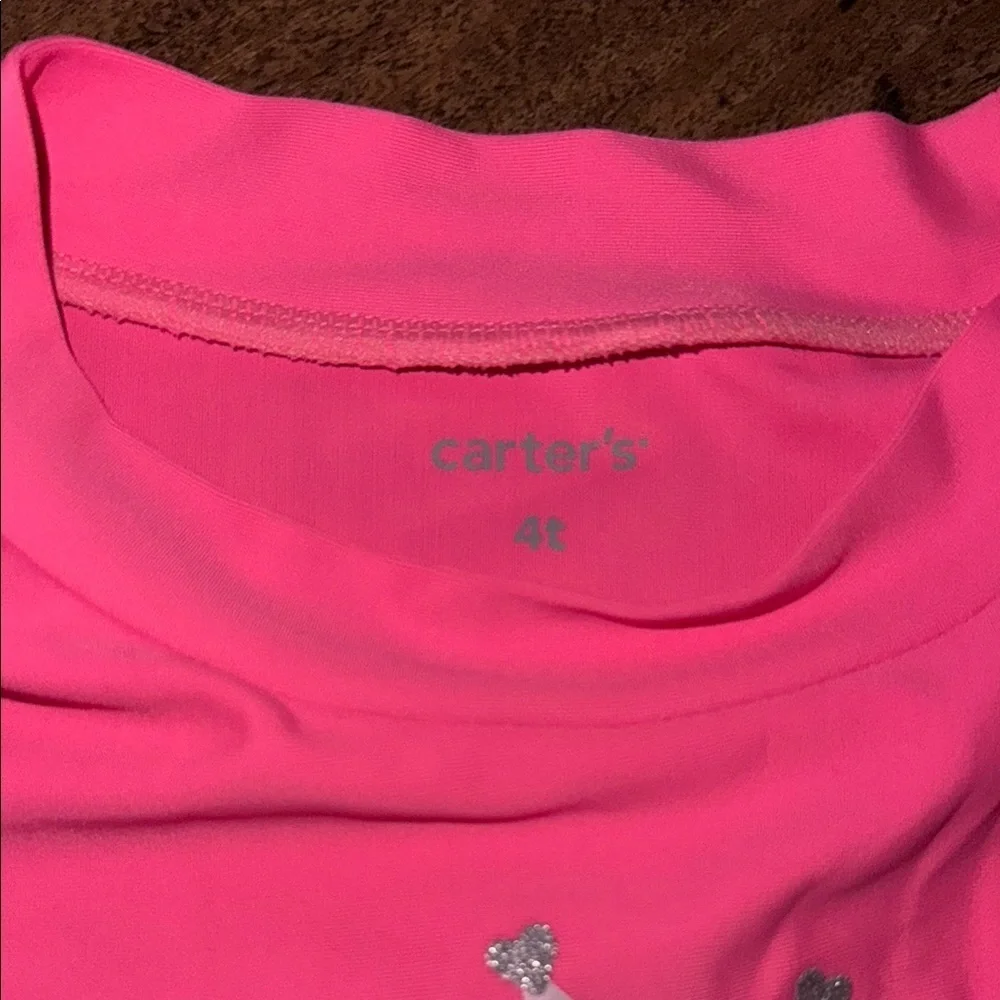 Carter's Pink Rashguard Swim Top with White Accents size 4t